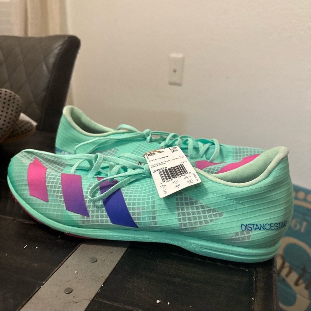 Adidas - Size 12 Men- Distancestar Low Green Track and Field Cleats - Picture 1 of 8